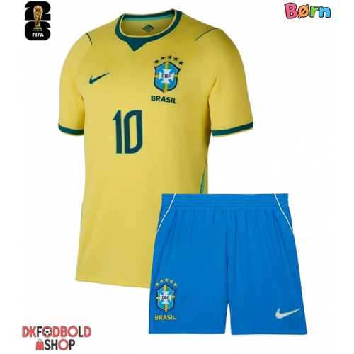 Brasilien Neymar Jr #10 Hjemmebanesæt Børn VM 2026 Kort ærmer (+ korte bukser)